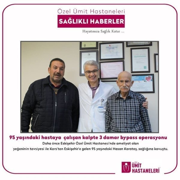 95 yaşındaki hastaya çalışan kalpte 3 damar bypass operasyonu 95 yaşındaki hastaya çalışan kalpte 3 damar bypass operasyonu