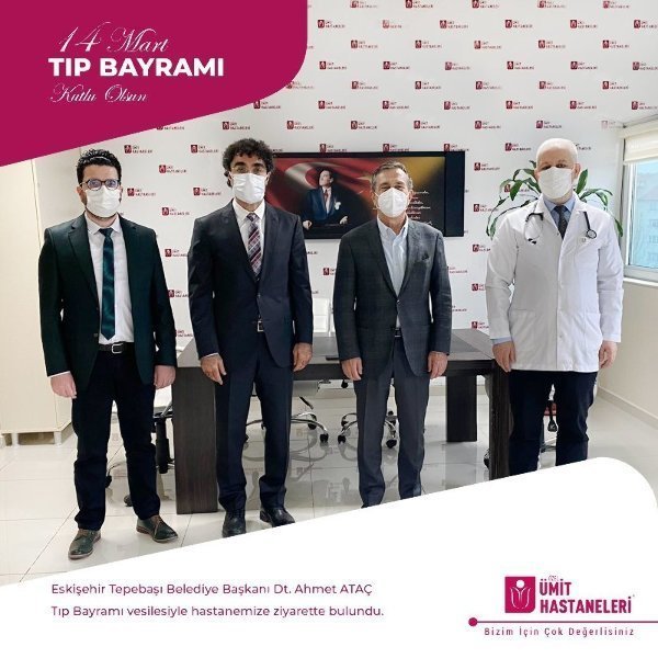 Eskişehir Tepebaşı Belediye Başkanı Dt. Ahmet ATAÇ ve ekibi Tıp Bayramı vesilesiyle hastanemize ziyarette bulundu. Eskişehir Tepebaşı Belediye Başkanı Dt. Ahmet ATAÇ ve ekibi Tıp Bayramı vesilesiyle hastanemize ziyarette bulundu.